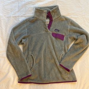 Patagonia Re-tool Snap-T Fleece Pullover Jacket - Grey/Purple